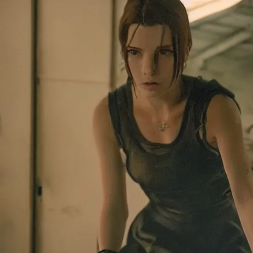 Prompt: billie ellish in a scene from a new resident evil live action movie