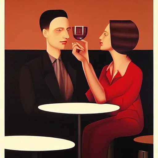 Image similar to woman and man at a restaurant by kenton nelson