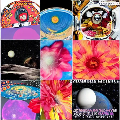 Prompt: outerspace, flowers, fun, comic relief, diversion