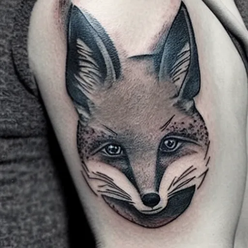 Image similar to A tattoo of a fox, shoulder, abstract