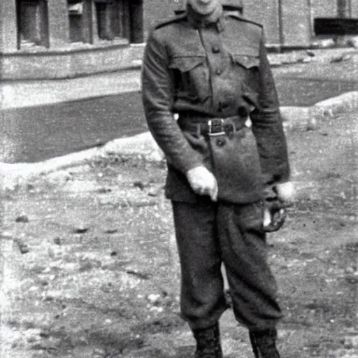 Prompt: Gordon Ramsay as a officer in the Soviet Army during WW2, colorized grainy photo