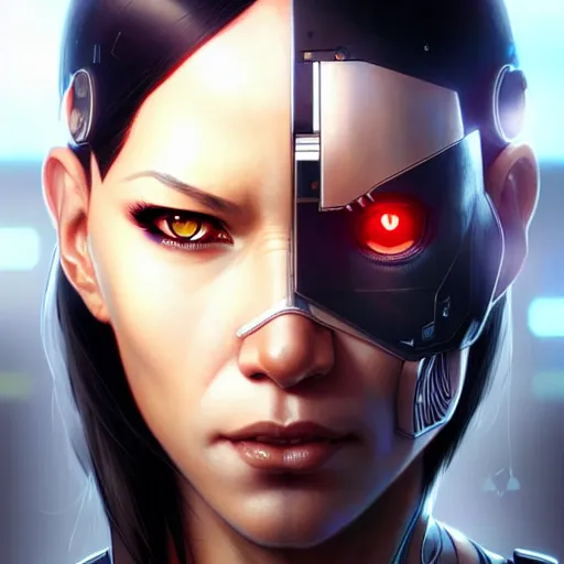 Image similar to cyborg, female, asian, science fiction, portrait, highly detailed, digital painting, beautiful eyes, concept art, sharp focus, illustration, art by artgerm and greg rutkowski and magali villeneuve and ilya kuvshinov!