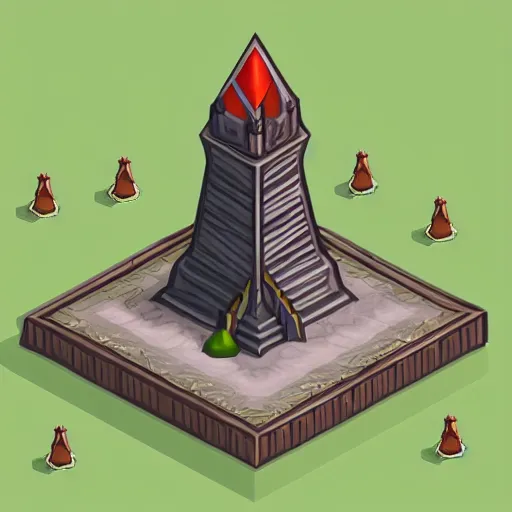 Image similar to isometric view of a wizard tower from a resource gathering game