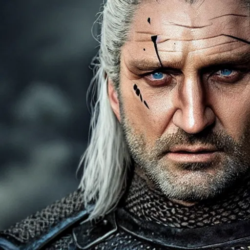 Image similar to gerard butler as geralt of rivia