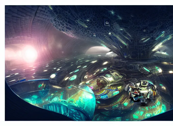 Image similar to favela spaceship cathedral, underwater environment, scenery, professional, award - winning, trending on artstation, hyper detailed, realistic, beautiful, emotional, shiny, colorful, picture