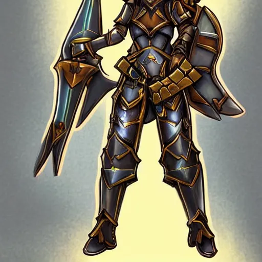 Prompt: a paladin female in armor, the art style feels like it belongs on a popular art website on the internet.