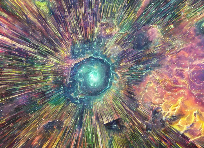 Image similar to hyperspace realm, galactic nebula, highly detailed surrealist art