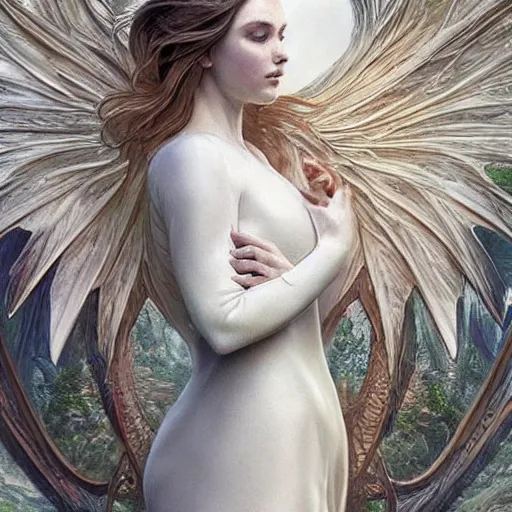 Image similar to Perfectly-centered portrait-photograph of a real life white dragon from heaven, lifelike, super highly detailed, professional digital painting, artstation, concept art, Unreal Engine 5, Photorealism, HD quality, 8k resolution, cinema 4d, 3D, beautiful, cinematic, art by artgerm and greg rutkowski and alphonse mucha and loish and WLOP