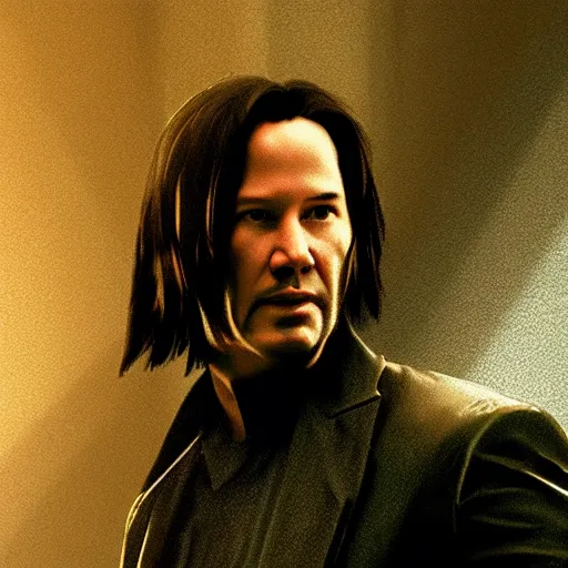 Prompt: keanu reeves, matrix movie, volumetric lighting, beautiful, golden hour, sharp focus, ultra detailed, cgsociety by leesha hannigan, ross tran, thierry doizon, kai carpenter, ignacio fernandez rios, noir photorealism, film