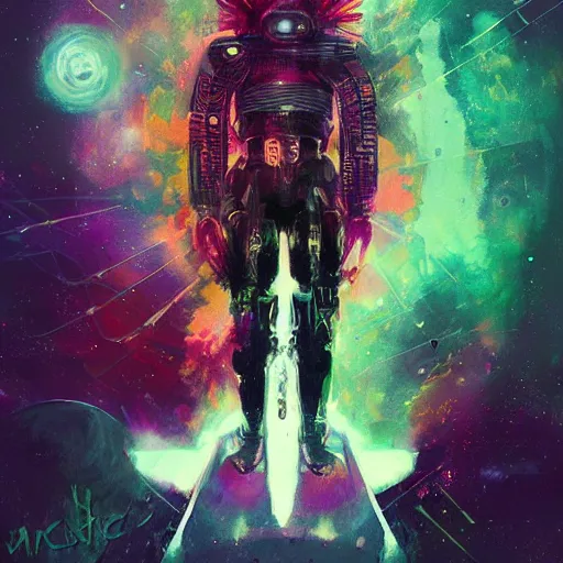 Image similar to an album cover by Bill Sienkiewicz, afrofuturism, space art, cosmic horror, concept art, apocalypse art, Behance contest winner, featured on CG Society