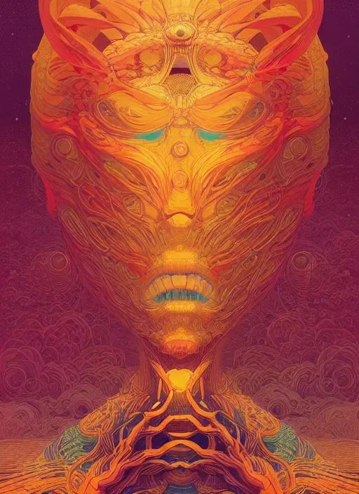 Prompt: prompt! dream symmetry!! stunning portrait of dragon myth!! by victo ngai, kilian eng vibrant colours, dynamic lighting, digital art, winning award masterpiece, fantastically beautiful, illustration, aesthetically inspired by beksinski and dan mumford, trending on artstation, art by greg rutkowski, 8 k