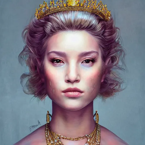 Image similar to A masterpiece portrait of a Incredibly beautiful queer blind sun princess beautiful girl. The Queen of the rats.medium shot, intricate, elegant, highly detailed. trending on artstation, digital art, by Stanley Artgerm Lau, WLOP, Rossdraws, James Jean, Andrei Riabovitchev, Marc Simonetti, Yoshitaka Amano