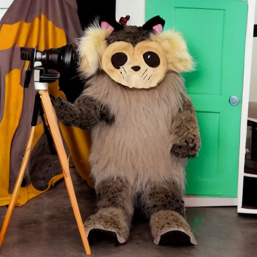 Image similar to a cute furry monster, studio setting