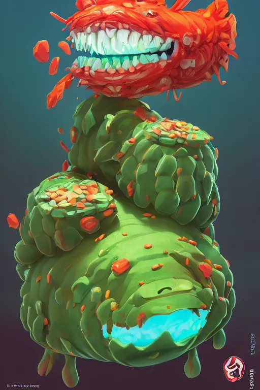 Image similar to 3 d render creature animal sushi cristal very big eye roots cactus elemental flush of force nature micro world fluo fishscale, comics gta 5 cover, official fanart behance hd artstation by jesper ejsing, by rhads, makoto shinkai and lois van baarle, ilya kuvshinov, ossdraws