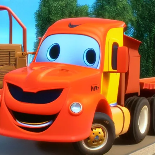 Prompt: pixar mom with a dump truck