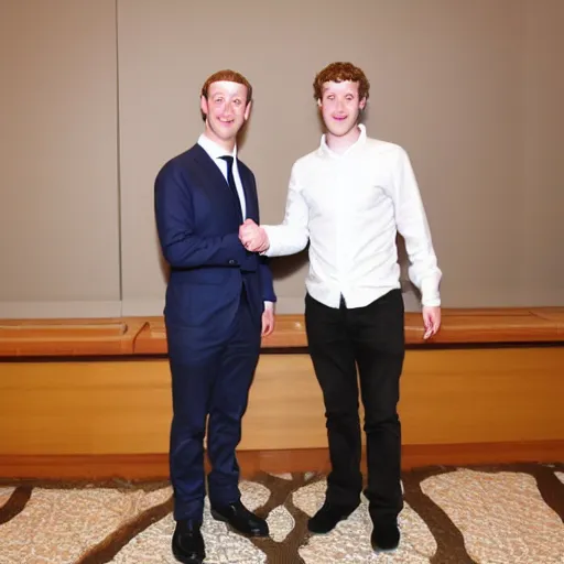 Prompt: mark zuckerberg and magnus carlsen shaking hands
