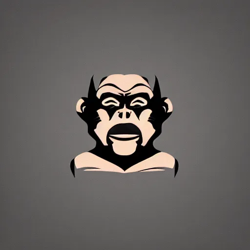 Prompt: [mobster chimp, close up, abstract logo on a dark background]