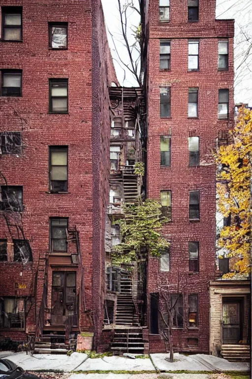 Image similar to (((((a ramshackle manhattan brick brownstone deep in the forest))))) by Andrei Riabovitchev!!!!!!!!!!!!!!!!!!!!!!!!!!!