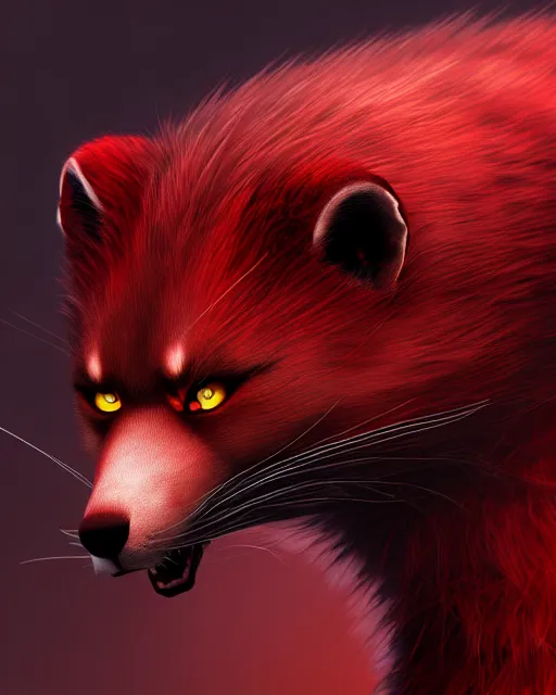 Image similar to furry - male - red - black - weasel - necromancer - fursona uhd ue 5 visual novel pc game expressions, photorealistic