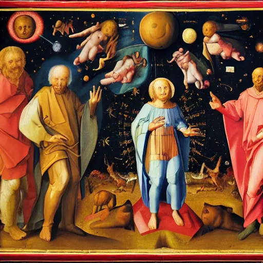 Image similar to creation of the universe by Hubert van Eyck and Jan van Eyck