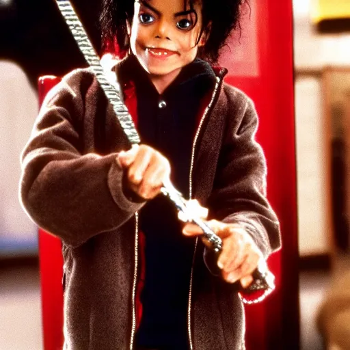 Prompt: michael jackson starring in home alone, movie still