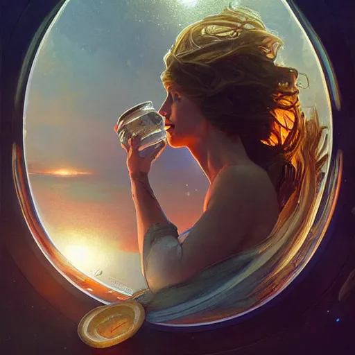 Image similar to planet earth in a bottled jar, highly detailed, digital painting, artstation, concept art, smooth, sharp focus, illustration, cinematic lighting, art by artgerm and greg rutkowski and alphonse mucha