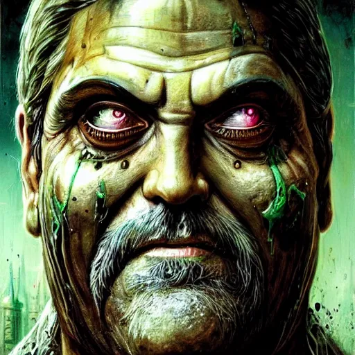 Prompt: closeup portrait shot of george clooney as nurgle, the lord of pestilence, the plaguefather, great corrupter, decay, highly detailed, digital painting, artstation, concept art, soft focus, depth of field, artgerm, tomasz alen kopera, peter mohrbacher, donato giancola, wlop, boris vallejo