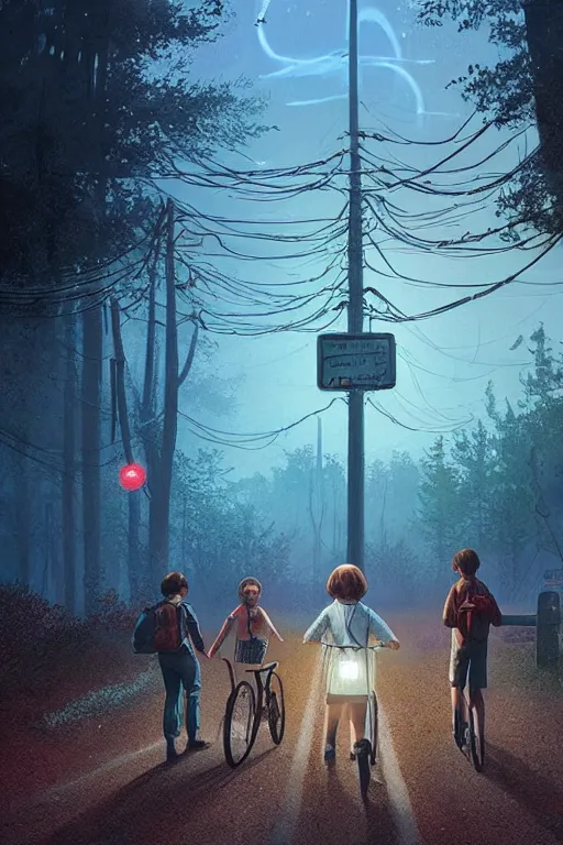 Image similar to an environmental concept art of stranger things, highly detailed, environmental light, cinematic by francis tneh