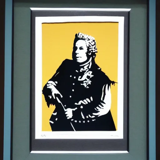 Image similar to individual king george iii silk screen portrait banksy style