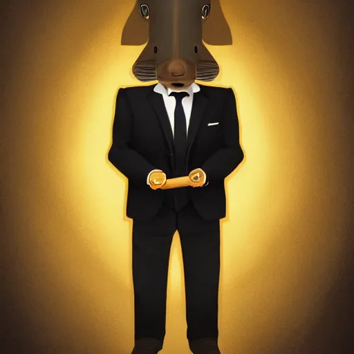 Prompt: a portrait of a platypus wearing a black suit, smoking a cigar, gorgeous, intricate, elegant, volumetric lighting, scenery, high detail digital art, smooth, picaso, illustration, concept art