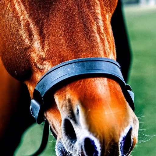 Prompt: close up photograph of horse with a shotgun snout, shotgun instead of snout, shotgun!! horse hybrid, the horse head was replaced with a shotgun, stoner eyes, 8 k resolution