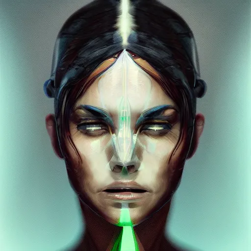 Image similar to concept art of scifi scientist by jama jurabaev, brush stroke, trending on artstation, upper half portrait, symmetry, headpiecehigh quality, extremely detailed