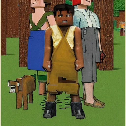 Prompt: minecraft world by norman rockwell
