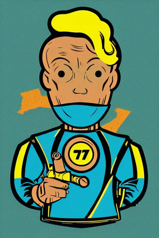 Image similar to fallout 7 6 retro futurist illustration art by butcher billy, sticker, colorful, illustration, highly detailed, simple, smooth and clean vector curves, no jagged lines, vector art, smooth andy warhol style