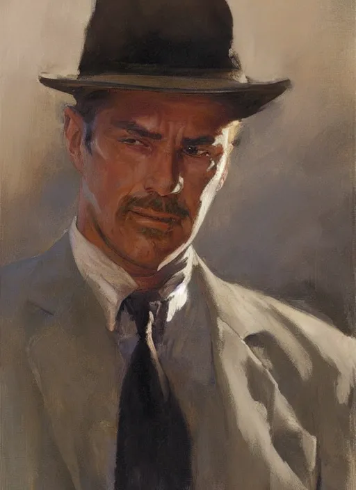 Prompt: a highly detailed beautiful portrait of a detective, by gregory manchess, james gurney, james jean