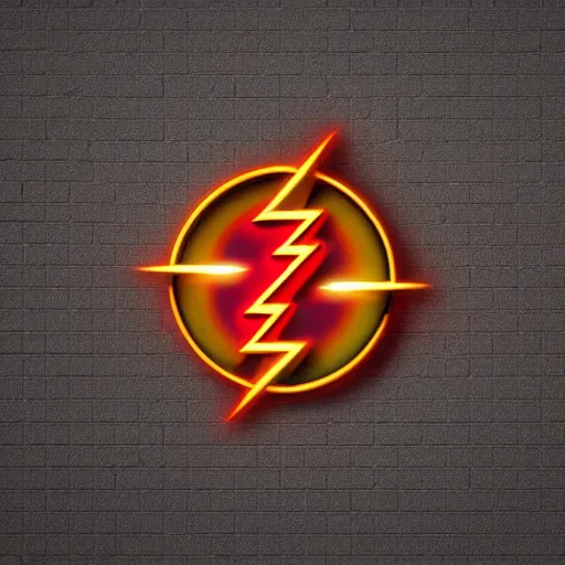 Image similar to the flash logo in glowing red and yellow neon