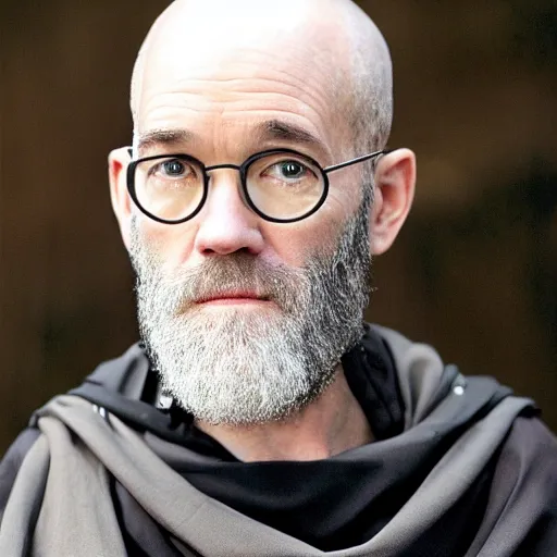 Image similar to michael stipe as a medieval monk