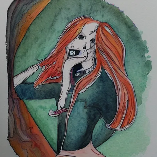 Prompt: swedish magician magickjell, watercolor, ink lines, highly detailed