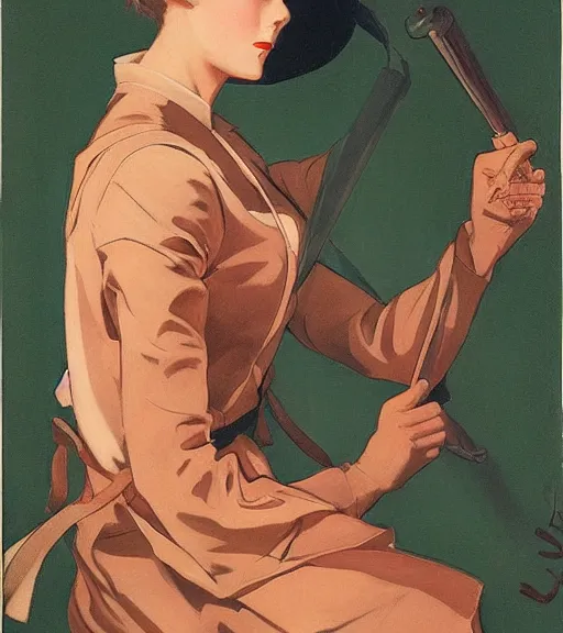 Prompt: j. c. leyendecker painting of an anime woman, direct flash photography at night, film grain