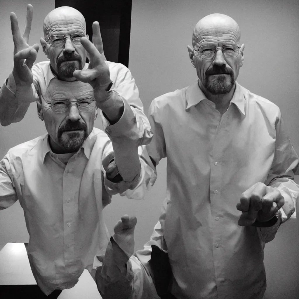 Prompt: “ walter white giving the peace sign ”