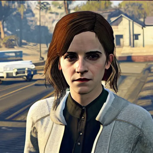 Image similar to Emma Watson as Hermione Granger in GTA V.