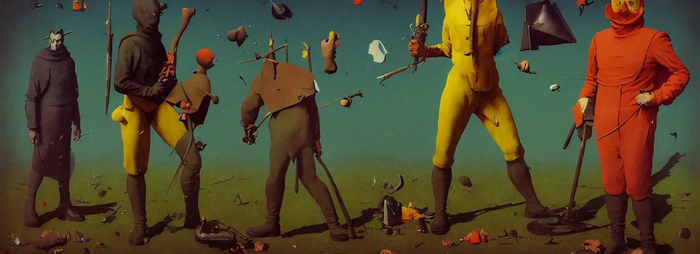 Image similar to full - body portrait surreal colorful clay fighting artstation rpg gentleman character concept art anatomy, action pose, very coherent and colorful high contrast masterpiece by norman rockwell franz sedlacek hieronymus bosch dean ellis simon stalenhag rene magritte gediminas pranckevicius, dark shadows, sunny day, hard lighting, reference sheet white! background