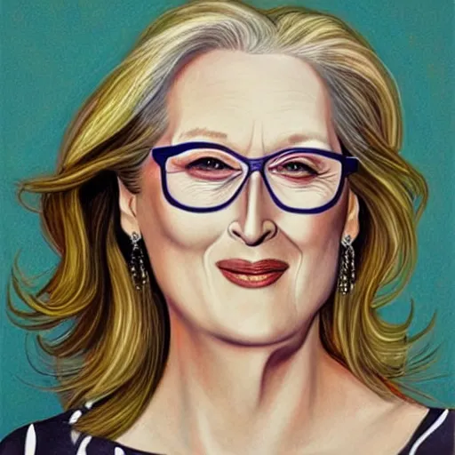 Image similar to “Meryl Streep portrait, Lauren YS”