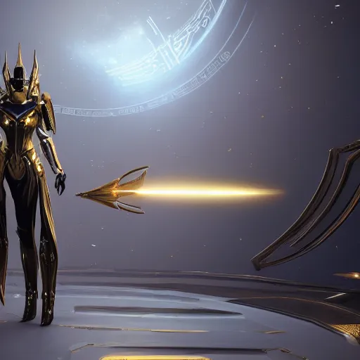 Prompt: cinematic, hyperdetailed elegant beautiful stunning futuristic and enigmatic oracle in jedi clothes gold armored regal gold sunray shaped crown, warframe, destiny, octane, unreal engine 5, fortnie