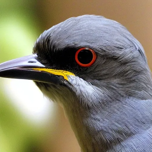 Image similar to bird stares face on into camera with quizzical expression, extremely detailed cartoon