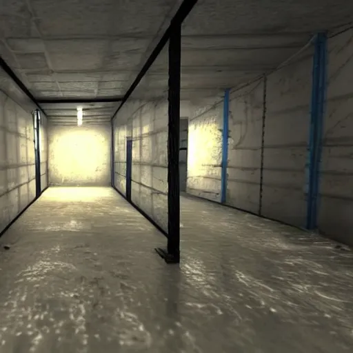 Image similar to a still from the videogame's SCP: Secret Laboratory (Steam game) in Heavy Containment Zone