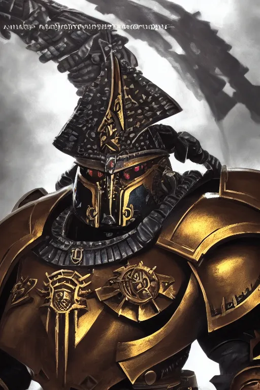 Image similar to armor portrait heros warhammer 4 0 k horus heresy fanart - the primarchs emperor by johannes helgeson animated with vfx concept artist & illustrator global illumination ray tracing hdr fanart arstation zbrush central hardmesh 8 k octane renderer comics stylized