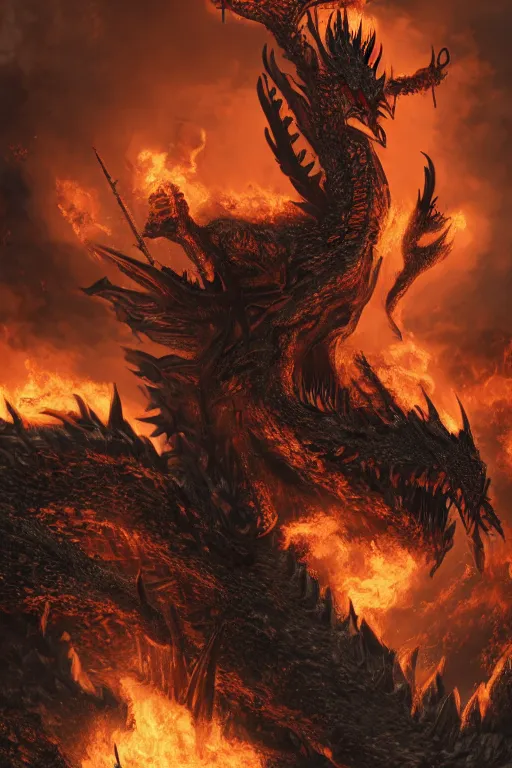 Image similar to a menacing ironclad dragon, breathing fire, highly detailed, 8 k