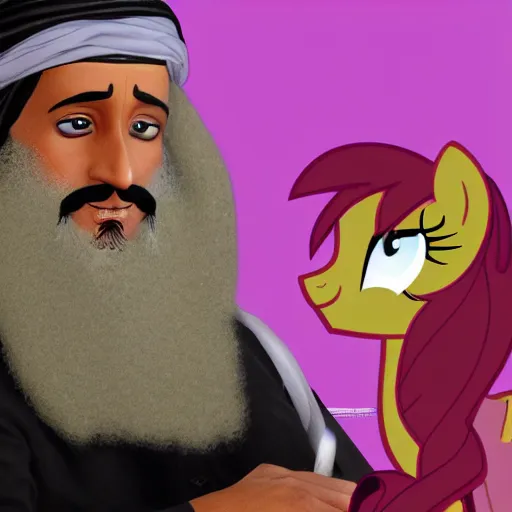 Image similar to bin Ladin watching my little pony