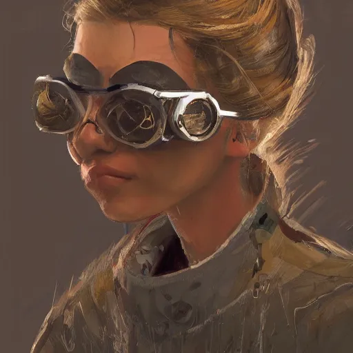 Image similar to Beautiful girl wearing goggles profile picture by Greg Rutkowski, asymmetrical, Organic Painting , Matte Painting, geometric shapes, hard edges, street art, trending on the artstation, realistic by Sachin Teng,